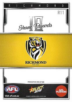 2018 Select AFL Club Team Sets - Richmond Tigers #R11 Shane Edwards Back